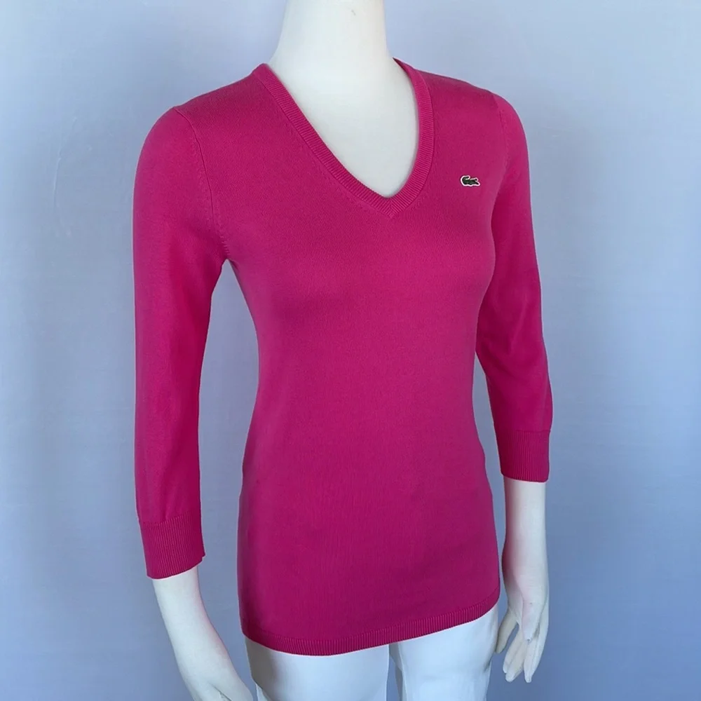 Lacoste Pink Sweater Size 38 3/4in Sleeves - Picture 7 of 13